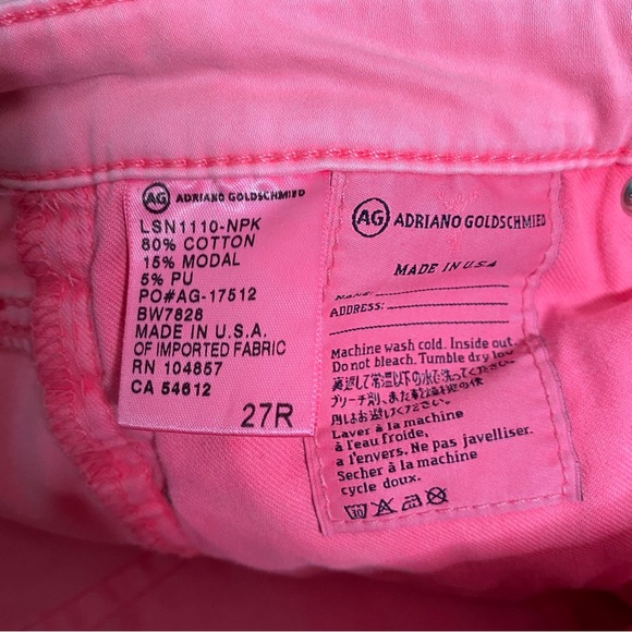 Ag Adriano Goldschmied The Stilt Cigarette Leg Pink Pants - Picture 8 of 9